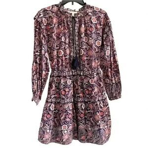 Chelsea & Violet Women's Deep Purple Floral Cotton Long Sleeve Dress
